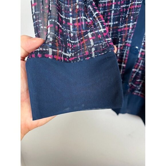 Chicos Plaid Sweater Set 12 Blue Workwear Tank Preppy Classic Resort Academia - Picture 2 of 10